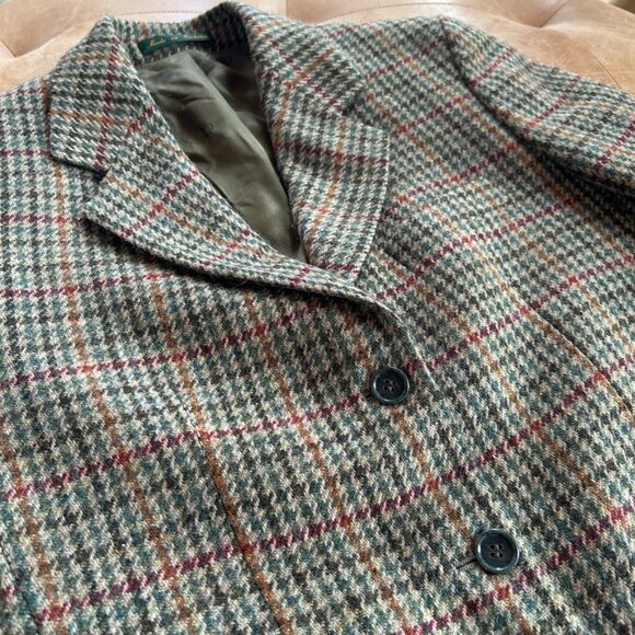 Wool Cashmere Tweed Plaid Blazer Jacket Heritage Classic Donegal Ireland, M - Picture 10 of 15